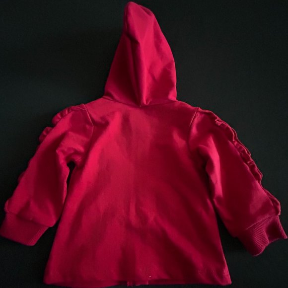 FIRST IMPRESSIONS GIRLS CHERRY RED HOODIE 3-6 MONTHS - Picture 4 of 6